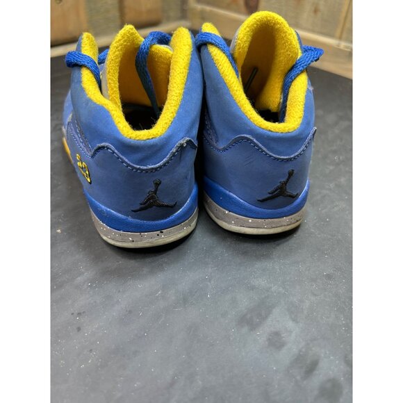Nike Air Jordan 5 Retro Toddler Shoes Size 9C Blue/Yellow - Picture 5 of 8